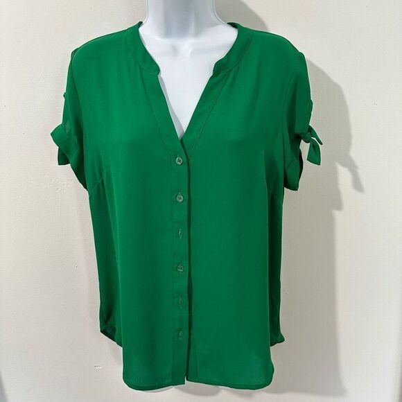 Soho green short sleeve blouse, V-neck color size M  A518 - Picture 1 of 6